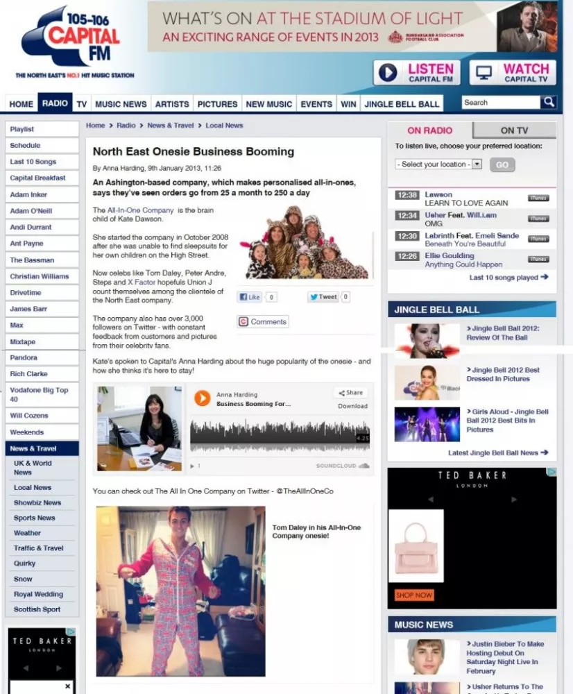 Capital FM - 'North-East Onesie Business Booming.'