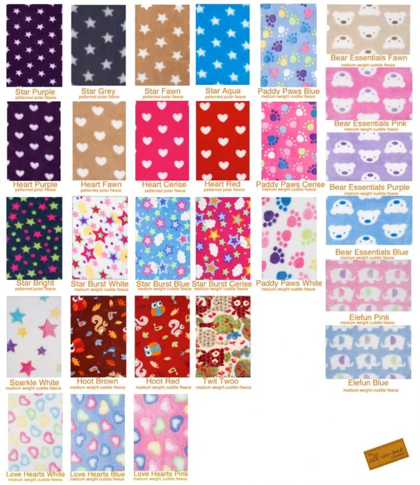 The onesie fabric choices are endless...our fleece family is growing