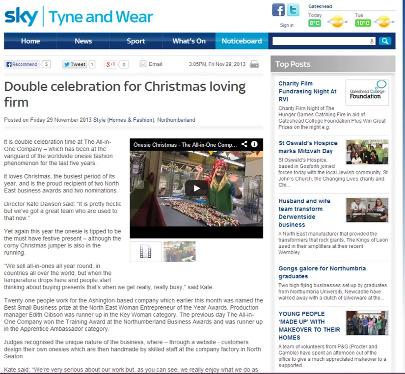 Onesie News: '...double celebration time at The All-in-One Company'