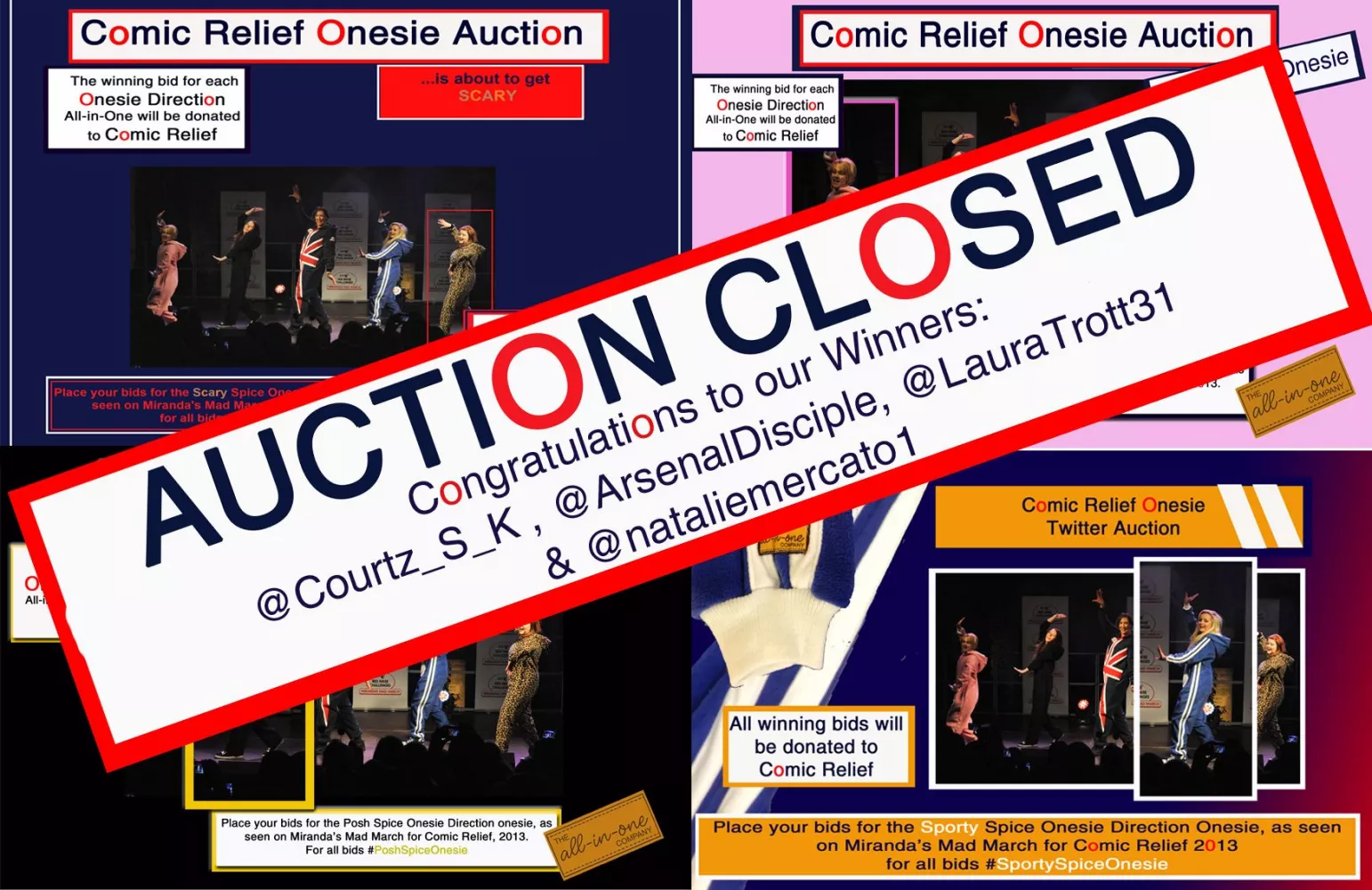 Congratulations to our Comic Relief Onesie Twitter Auction Winners