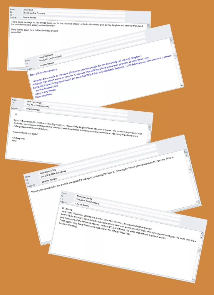 Onesie Reviews: Customer Services Emails