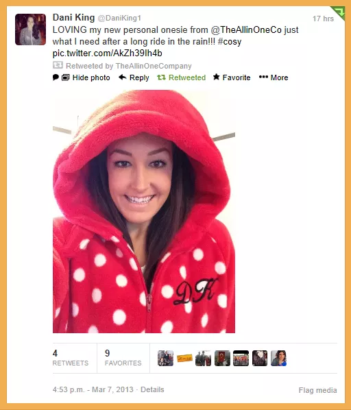 Olympic Gold Medalist, Dani King, Thanks us for her Onesie