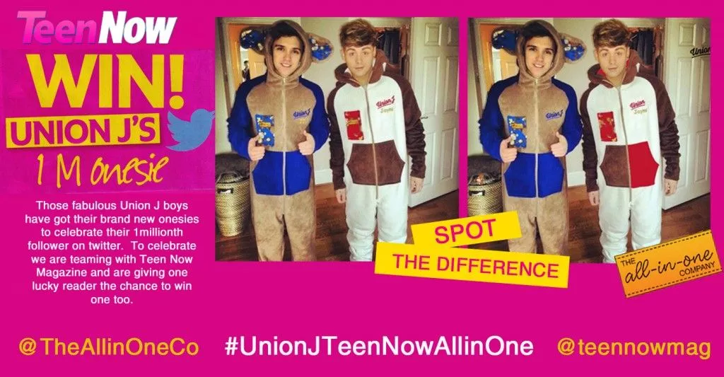 Last chance to WIN Union J’s Twitter 1M Onesie