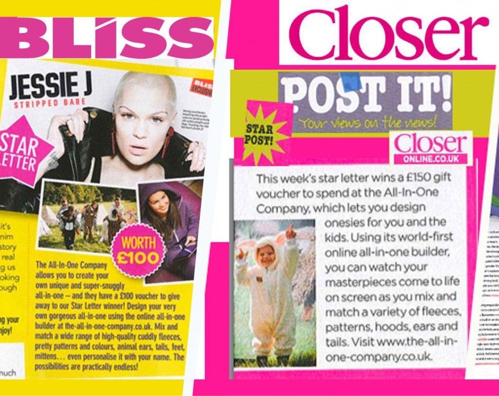 Closer and Bliss star letters winning onesies
