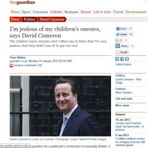David Cameron jealous of childrens onesies