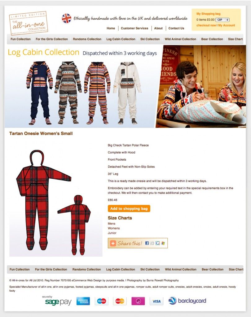 Onesie Collection New Arrival:  Timeless Tartan Pattern lands straight into our Collections