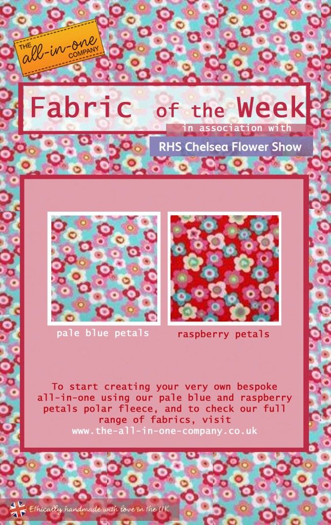 Onesie Fabric of the Week - Pale Blue and Raspberry Petals 