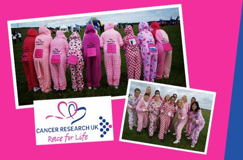 The All-in-One Company wear their onesies for Race for life